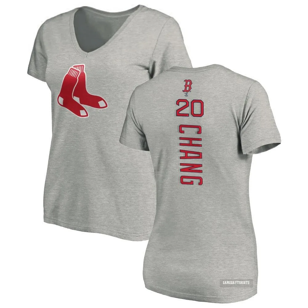 Women's Yu Chang Boston Red Sox ＃20 Backer Slim Fit T-Shirt Ash