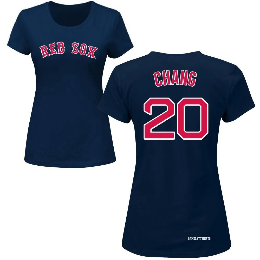 Women's Yu Chang Boston Red Sox ＃20 Navy Roster T-Shirt