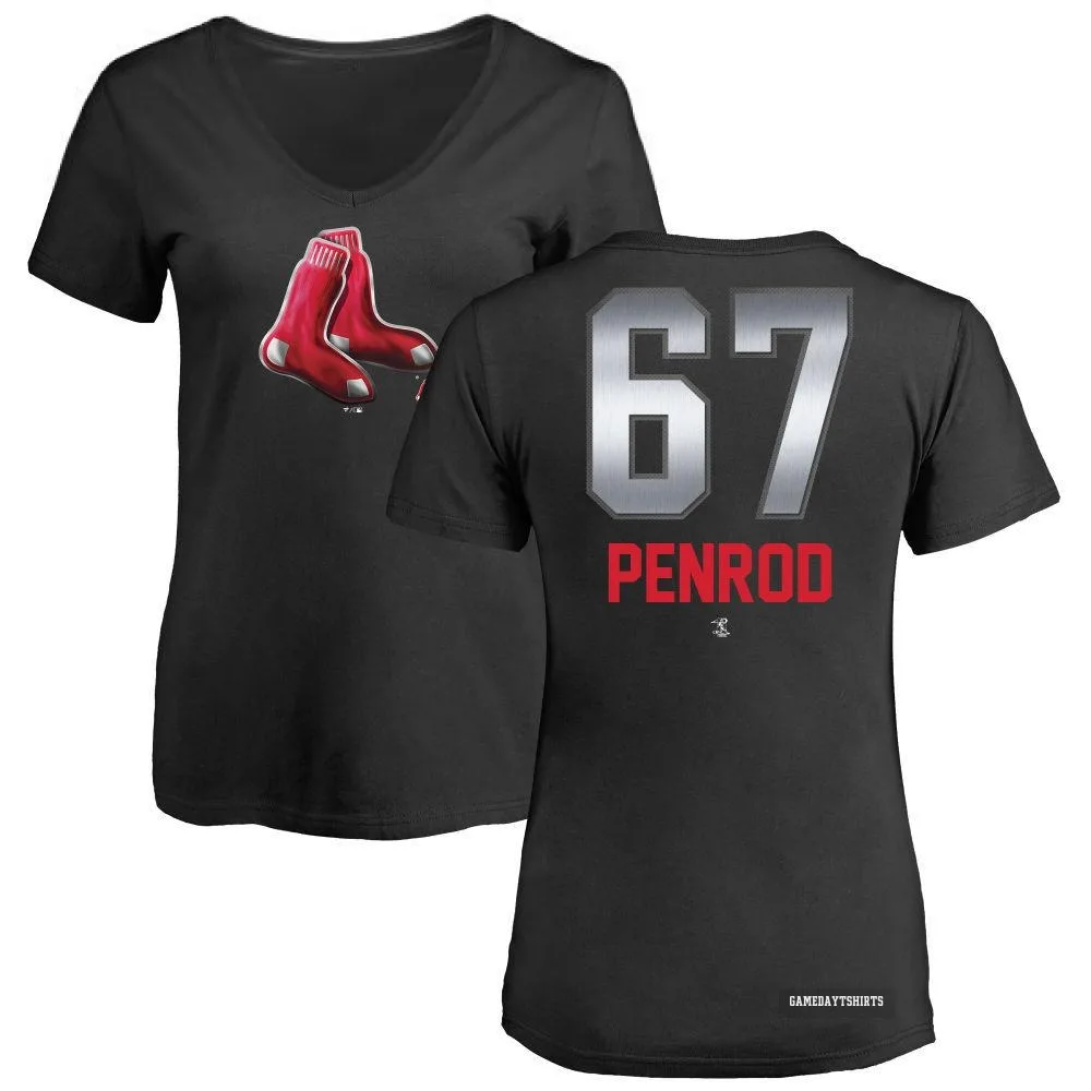 Women's Zach Penrod Boston Red Sox ＃67 Black Midnight Mascot V-Neck T-Shirt