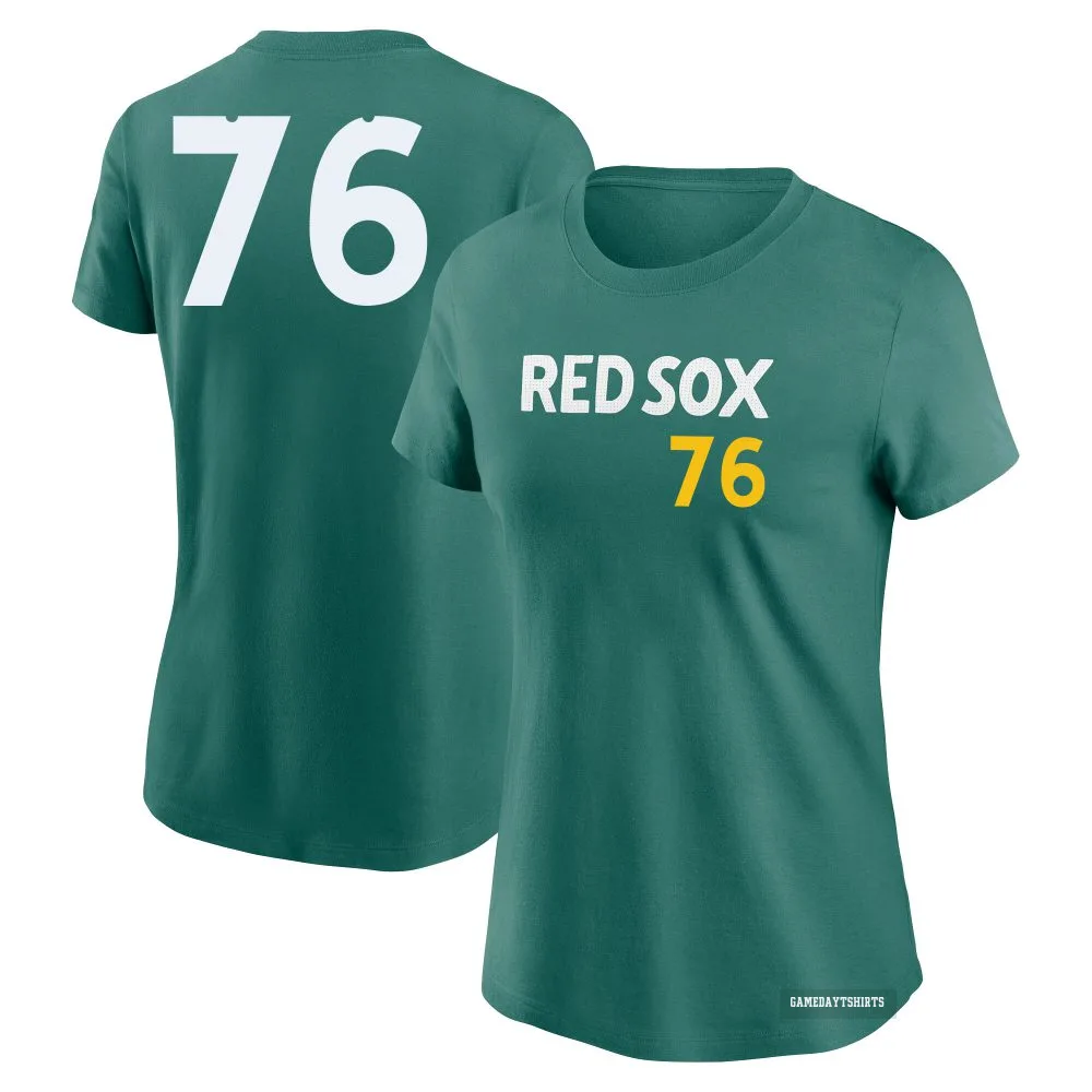 Women's Zack Kelly Boston Red Sox ＃76 Green 2025 City Connect Fuse T-Shirt
