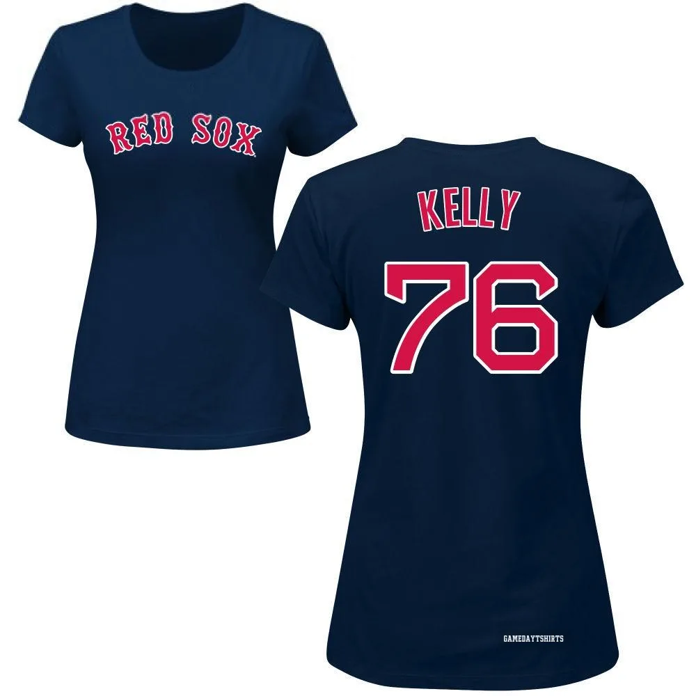 Women's Zack Kelly Boston Red Sox ＃76 Navy Roster T-Shirt
