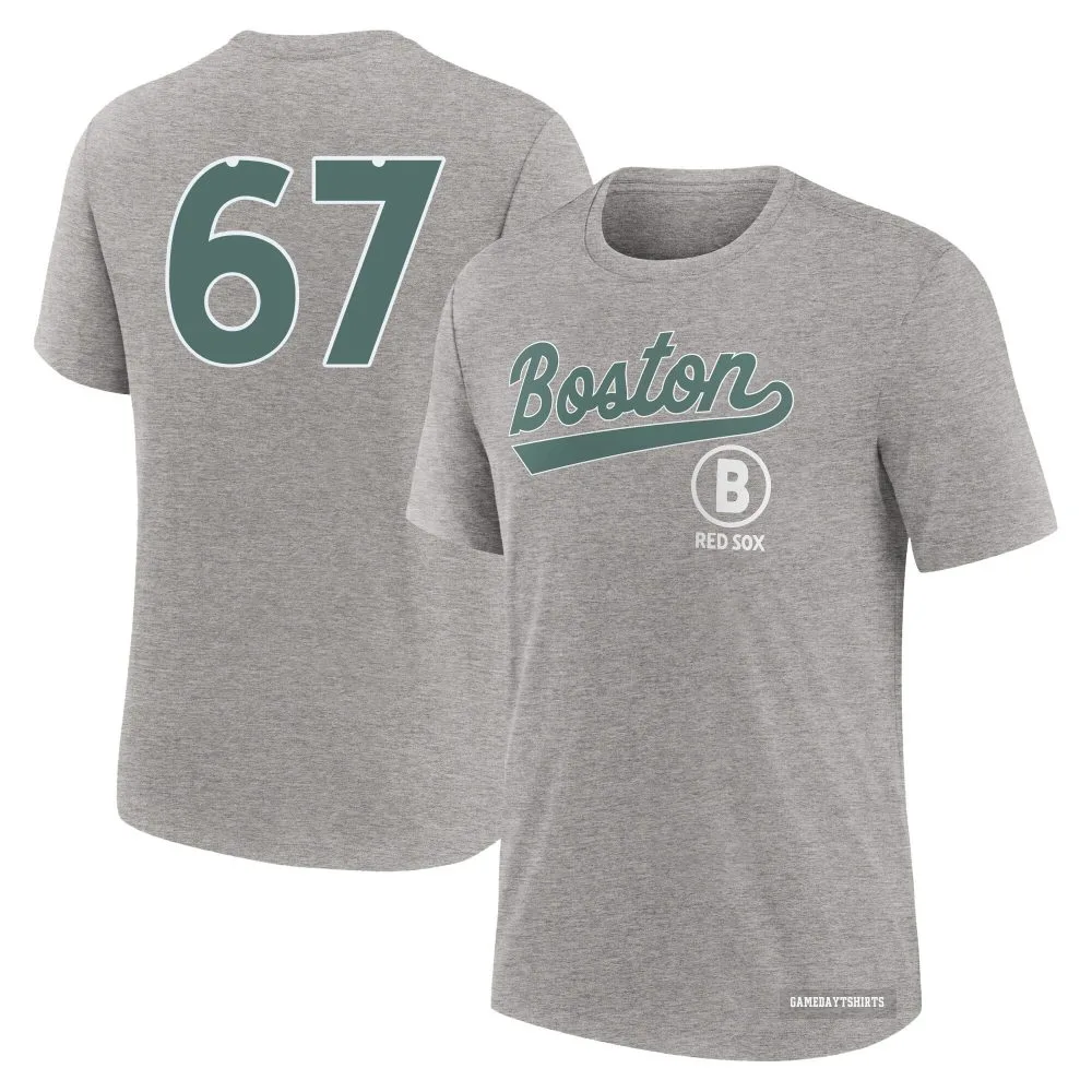 Zach Penrod Boston Red Sox ＃67 Charcoal Heather 2025 City Connect T-Shirt