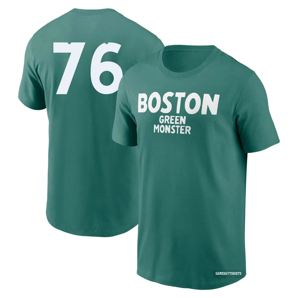 Zack Kelly Boston Red Sox ＃76 Green 2025 City Connect Wordmark T-Shirt