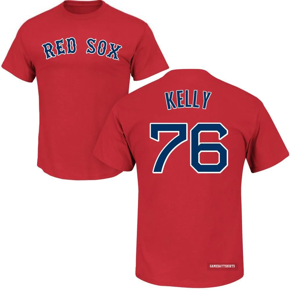 Zack Kelly Boston Red Sox ＃76 Scarlet Roster T-Shirt